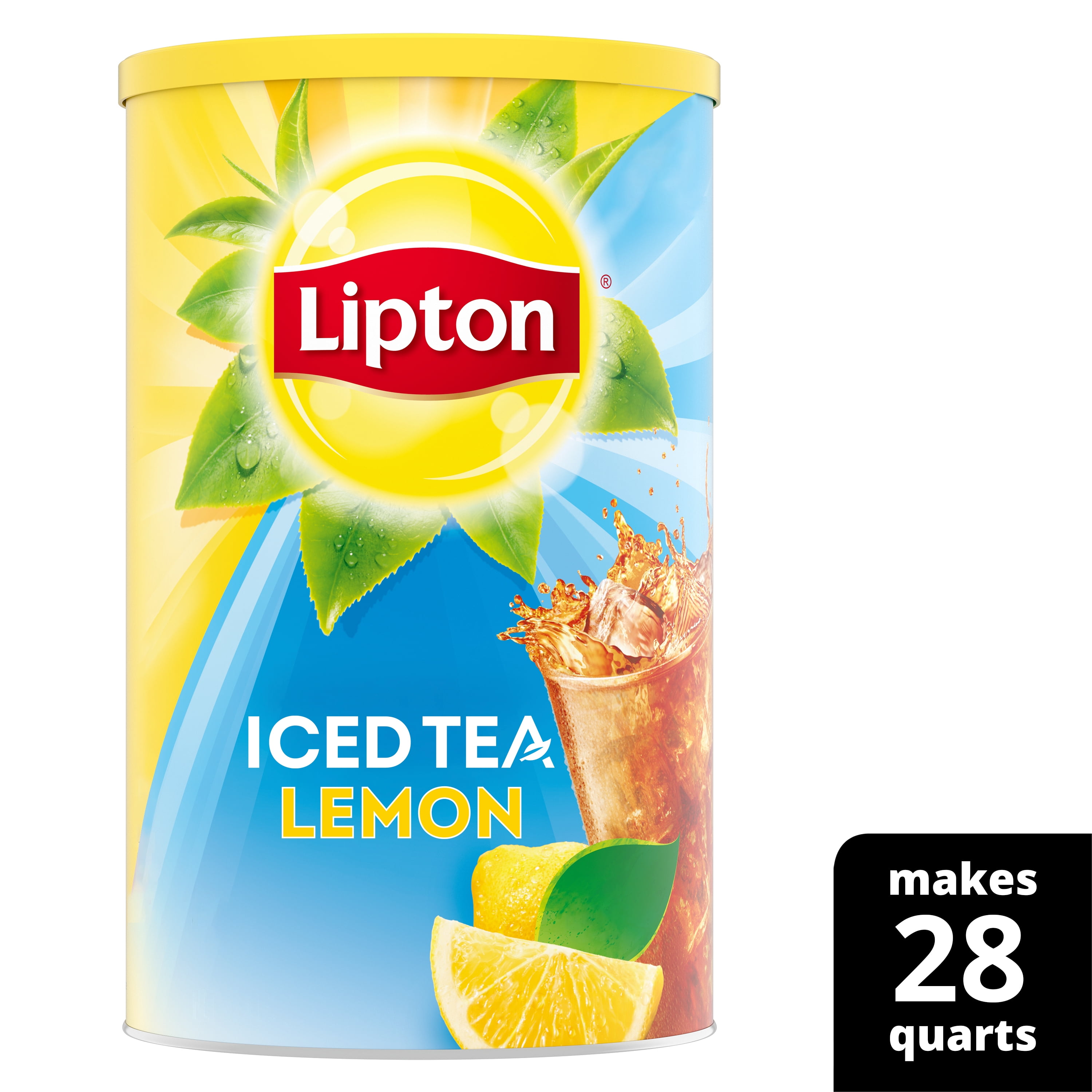 Lipton Lemon Iced Tea Mix, Sweetened with Cane Sugar, Natural Lemon Flavor, Makes 28 Quarts Each, Pack of 6 (Total 168 Quarts)