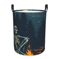 thumbnail image 1 of Balery Moonlit Skeleton Campfire Cesta de ropa redonda con asas, impermeable, independiente, para ropa, juguetes, dormitorio y familia-Medium, 1 of 6