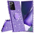 thumbnail image 2 of Samsung Galaxy Note 20 Glitter Phone Case, Ring Kickstand Girls Women Diamond Sparkly Case for Cover for Galaxy Note 20 5G - Purple, 2 of 5