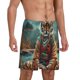 thumbnail image 2 of Balery Pond Meditating Tiger Pantalones cortos de pijama de punto de algodón para hombre con cinturilla y bolsillos-Large, 2 of 6