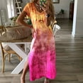 SGQSRQJ Women Summer Fashion Women TieDye VNeck Long Dress Short