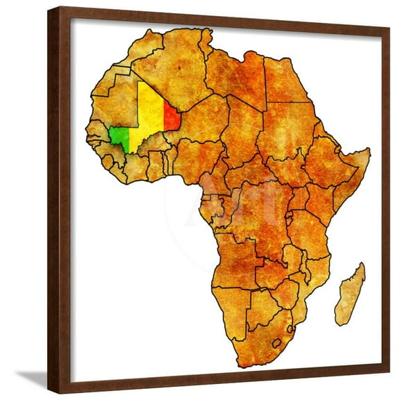 Mali on Actual Map of Africa, Framed Art Print Wall Art by michal812 Sold by Art.Com