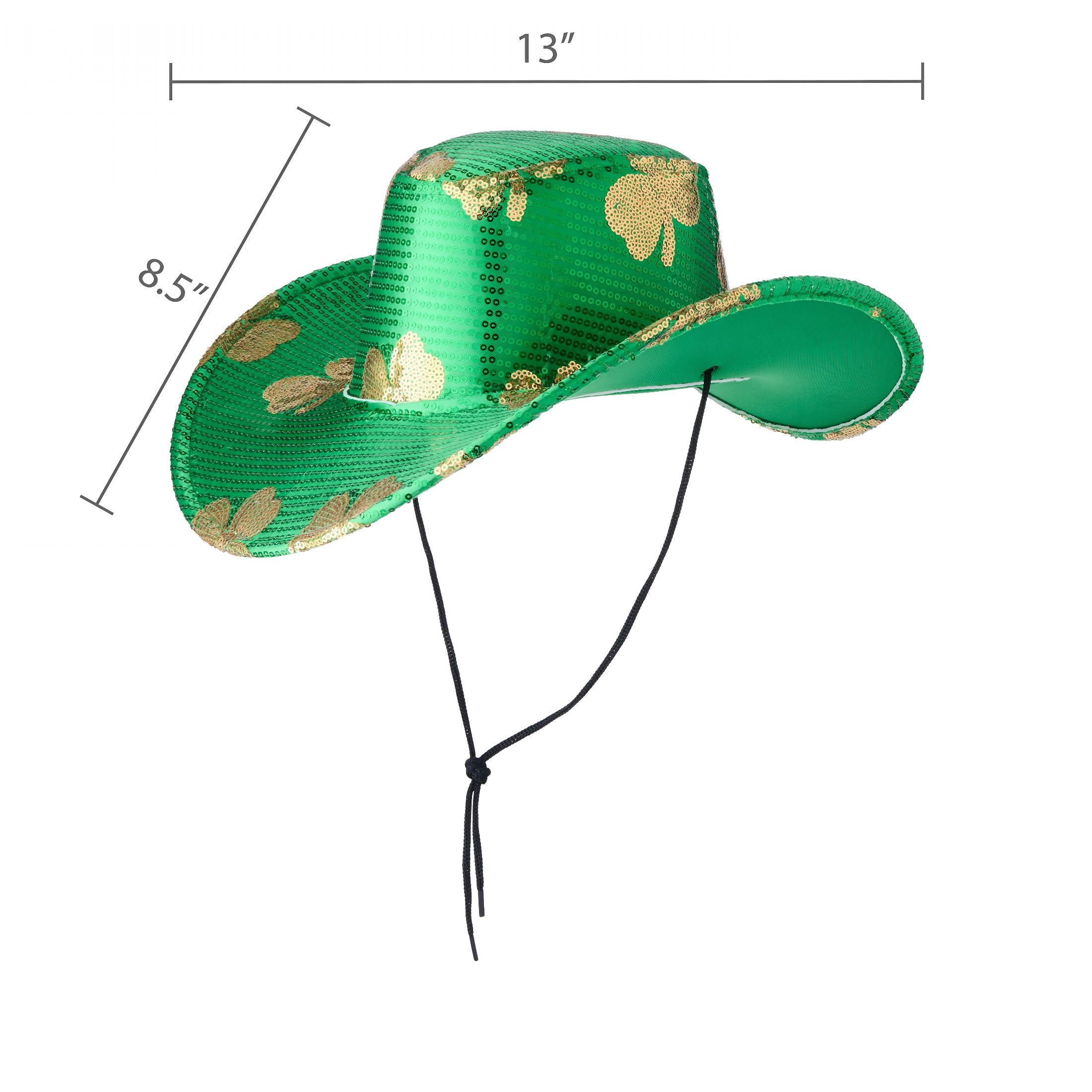 TELOLY 2026 New Green and Gold Sequin Cowboy Hat,St. Patrick'S Day Hat for Party,Parade,Festival,Costume,Celebration