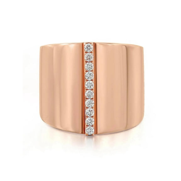 Messika 0.17Cttw Kate Diamond Wide Band Ring 18K Rose Gold Size 53 US 6.5