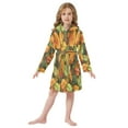 thumbnail image 6 of FORMRS Niños Bathrobe Unisex Hooded Robe Soft Plush Pajamas Sleepwear, Size 2-3T, Green Retro Leaves, 6 of 7