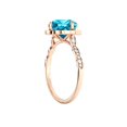 thumbnail image 3 of 14K Rose Gold 3.25 ctw Blue Topaz Ring with Diamonds Flower Leaves Halo, 3 of 7
