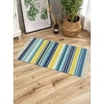 thumbnail image 3 of Blue Yellow Teal Stripes Large Area Rug 4x6ft Woven Runner Rug,Boho Colorful Ombre Texture Washable Living Room Bedroom Kitchen Bathroom Classroom Carpet with Tassels,Indoor Outdoor Throw Door Mat, 3 of 5