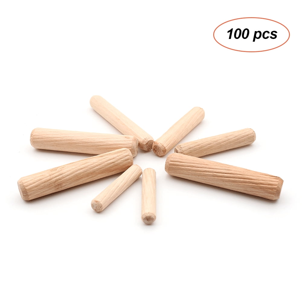 8mm x 60mm HARDWOOD MULTIGROOVE CHAMFERED WOODEN DOWELS FLUTED PINS CRAFT WOOD 