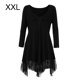 thumbnail image 1 of Vestido corto de empalme de encaje de talla grande para mujer Blusa de manga larga sexy Top informal de trabajo Eigraketly AP1427-12B, 1 of 7