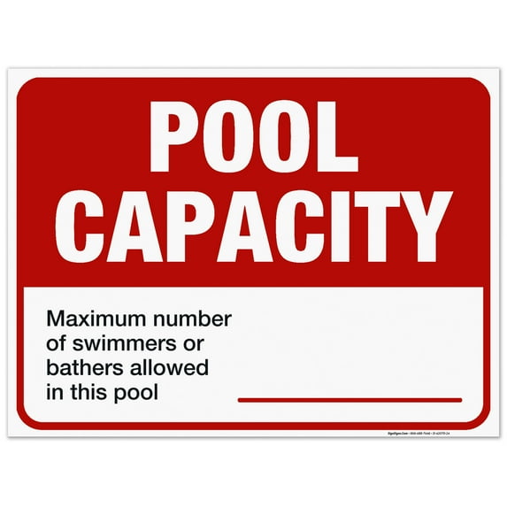 Pool Capacity Pool Sign, Pool Sign, 10x10 Vinyl Sticker 10x10 Vinyl Sticker