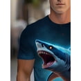 thumbnail image 4 of Men's full-body printed T-shirt, electric shark fusion design 3D digital pattern, round neck short sleeves, casual outdoor wear, 4 of 6