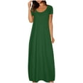 thumbnail image 6 of Lenago Women's Summer Dress Plus Size Deep V-Neck Standard-Fit Short Sleeve Casual Loose Tank Dress Party Beach Dress with Pockets Solid Maxi Party Dress, 6 of 7