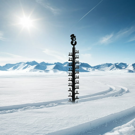 CJC 24" Snow Gauge, Snowflake Snowfall Measuring Gauge, Handmade Metal Snow Measuring Stick (Snowman)