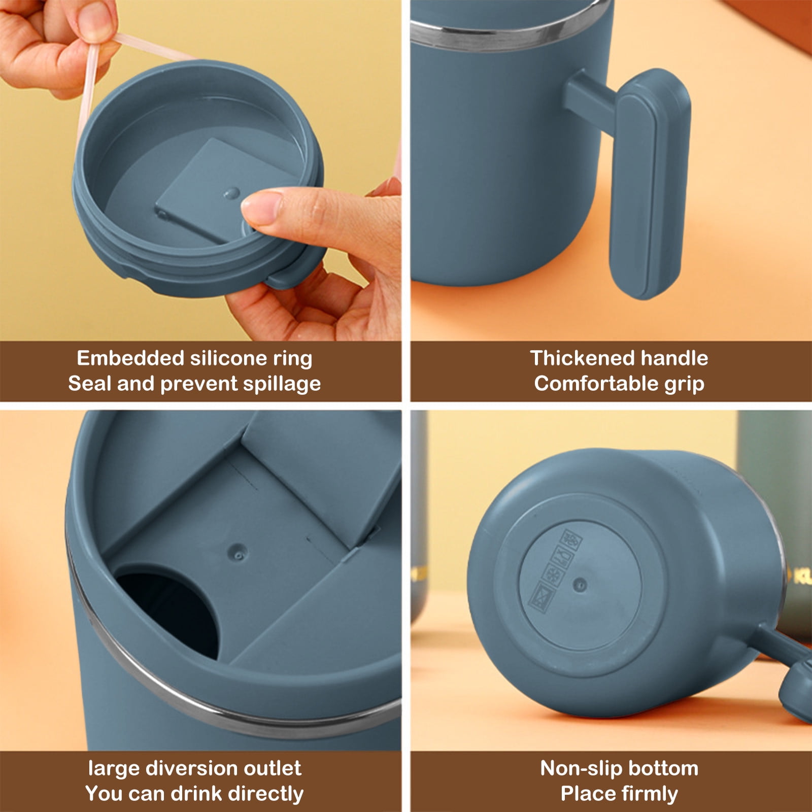 Yoloke Stainless Steel Vacuum Insulated Tumbler Home Office Espresso Coffee Cups with Lid and Handle Drinking Mug