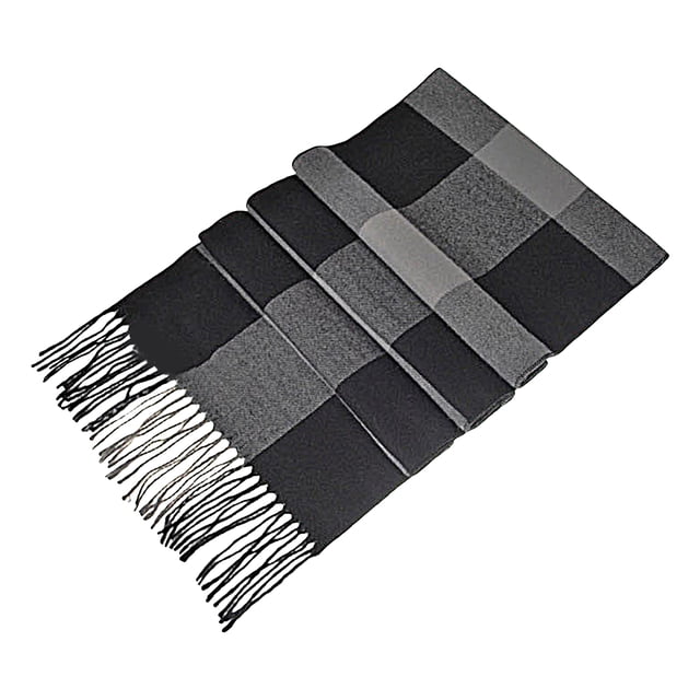 enjoywould Winter Scarf Windproof Breathable Soft Contrast Color Tassel Patchwork English Stylish Washable Men Muffler for Outdoor