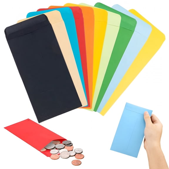 CCOCC 100 Pcs Colored Money Envelopes with Self-Adhesive Seal, Mini Seed Envelopes Packets 5.7cm x 8.89cm, Kraft Paper Small Envelopes for Seeds Coins Stamps Beads Jewelry Storage and Organization