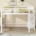 thumbnail image 2 of Full Size Loft Bed with Stairs, Wood Loft Beds Frame with Wardrobe and Hanging Rod, Full Bed with Under Bed torage for Teens Adults-White, 2 of 9