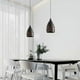 thumbnail image 3 of Lámpara colgante industrial hueca tallada, moderna lámpara colgante LED, lámpara de techo con jaula de metal, pantalla negra, lámpara E27 para sala de estar, cocina, pasillo, restaurante, loft,, 3 of 5