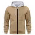 thumbnail image 2 of FRSASU Men's Full-Zip Hoodies Sweatshirts Color Block Long Sleeve Casual Cardigan Hoodie Jacket Khaki, 2 of 3