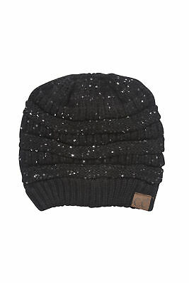 Bun Ponytail Sequin Beanie Hat 