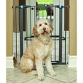 thumbnail image 2 of MidWest Homes for Pets 39 Inches Tall Walk-Though Steel Pet Gate, Pressure Mounted Dog Gatewith Glow Strip Measures 29-38 Inches Wide & Includes Two 3-Inch-Wide Extensions, Graphite, 2 of 5