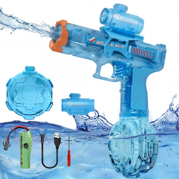 Electric Water Blaster for Kid/Adult, Transparent Automatic Squirt Blaster High Powered, 26-33 FT Long Range, Summer Outdoor Beach Pool Party Toy, Gift for Kids 8 9 10 11 12 Years Old
