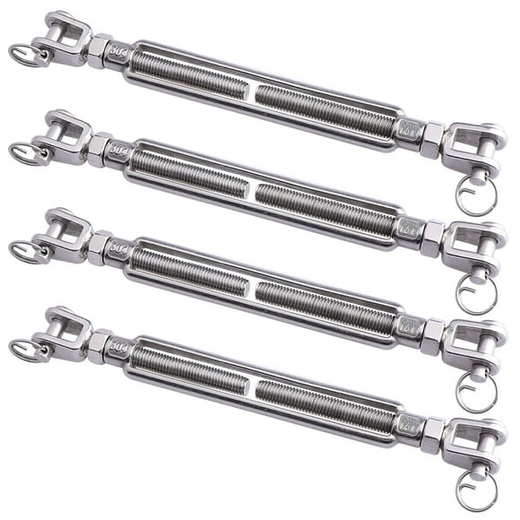 LordHardware Stainless Steel 1/2 x 6.5 Inch M12 Jaw and Jaw Turnbuckles for Tensioning Cable Rope Chain 2200 lbs Load (4P)