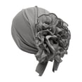 thumbnail image 2 of ZDNIXIAN Soft Stretch Turban Head Wrap with Side Ruffled Flower and Ribbon Decor Color Full Hair Cover Lightweight Fashion Headscarf for Daily Casual Occasions, 2 of 4