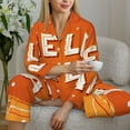 thumbnail image 6 of Salouo Hello Fall 1 Pattern Women's Pajamas Set Long Sleeve Button Down Sleepwear Soft Pj Lounge Sets for women 2 Piece Pjs Set with Long Pants-Medium, 6 of 7