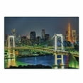 thumbnail image 1 of Landscape Cutting Board, Tokyo Skyline with Tokyo Tower and Rainbow Bridge Tokyo Japan Night Scenery View, Decorative Tempered Glass Cutting and Serving Board, Small Size, Green Navy, by Ambesonne, 1 of 1
