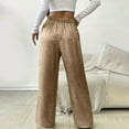 thumbnail image 5 of Zedker Womens High Waist Wide-Leg Long Casual Pants for All Seasons Loose Elastic Waist Versatile Pockets Pants with Drawstring,Brown,L, 5 of 5