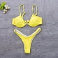 thumbnail image 4 of Women 2pcs Push-up Padded Bra Bandage Bikini Set Swimsuit Triangle Swimwear Bathing Yellow L, 4 of 4