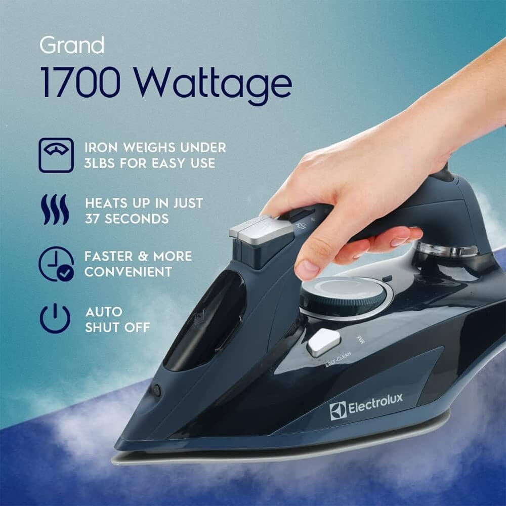 Electrolux Professional Steam Iron for Clothes Quick-Heating Clothing Iron, 1700W Blue