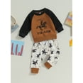 thumbnail image 3 of Liacowi Weatern Baby Boys Clothes Toddler Cowboy 2PCS Fall Outfits Long Sleeve Crew Neck Horse Letters Print Sweatshirt Elastic Waist Sweatpants, 3 of 8