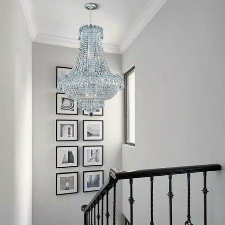 Fichiouy Empire Crystal Chandelier 12 Light Ceiling Light Pendant Lamp Fixture Silver E12