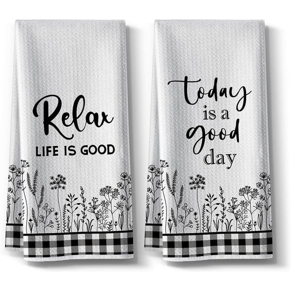 Funny Tea Towels, Kitchen Dishcloth,Tranquility Relaxation Summer Chill Fun Designs,18" X 26"Inch,Clean Hand Towels Present,Spring Fall Vacation DéCor,Xmas House Wedding Gifts-Set of 2