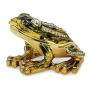 Jere Luxury Giftware Bejeweled JUMPIN' FROG FLASH Green Frog Pewter and Enamel Trinket Box and Matching Pendant Charm