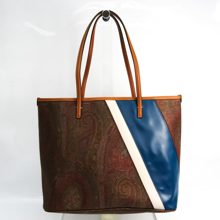 Authenticated Used Etro 1I339 Women's PVC,Leather Tote Bag  Blue,Multi-color,Off-white