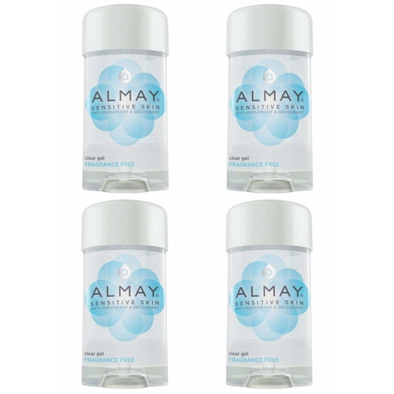 Almay Clear Gel Antiperspirant Deodorant for Women, Hypoallergenic, Dermatologist Tested for Sensitive Skin, Fragrance Free, 2.25 oz (Pack of 4)
