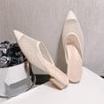 thumbnail image 5 of Abomasnow Mesh Mules for Women Close Pointed Toe Kitten Heels Slip on Backless Dress Wedding Casual Pumps 1.4 Inches Heels, 5 of 9