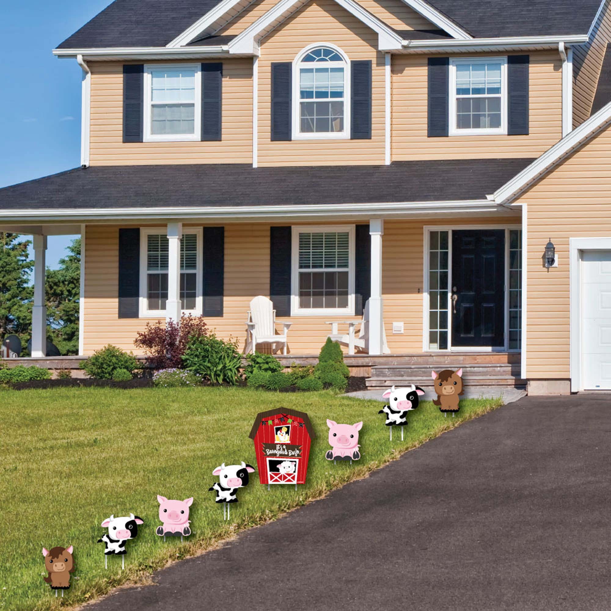 Big Dot of Happiness Farm Animals - Yard Sign & Outdoor Lawn Decorations - Barnyard Baby Shower or Birthday Party Yard Signs - Set of 8