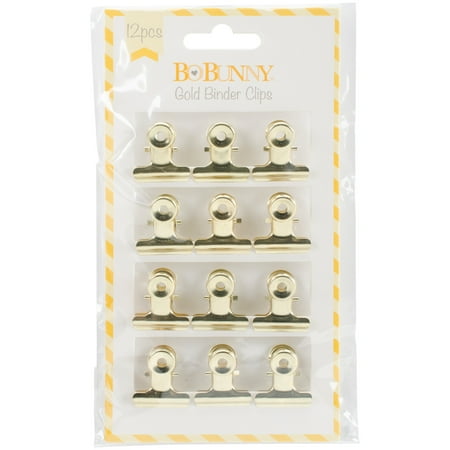 Essentials Binder Clips 12/Pkg-Gold, Pk 3, BoBunny
