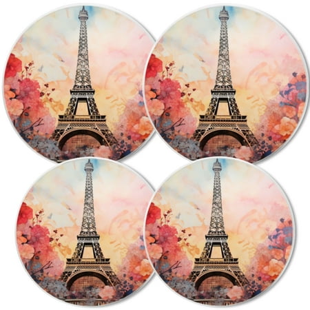 

Gas Stove Burner Cover White Electric Stove Top Protector Easy to Clean Eiffel Tower Surrounded By Colorful Flowers