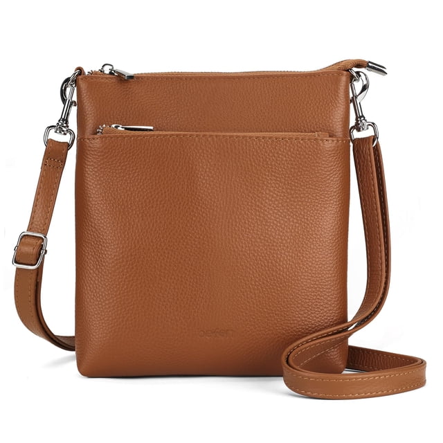 Bandolera befen Small de piel auténtica marrón para mujer