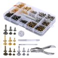 thumbnail image 1 of 360 Sets Of Boxed 6mm 8mm Double-sided Rivet Round Cap Rivet Leather Paving + Installation Tool Kit, 1 of 5