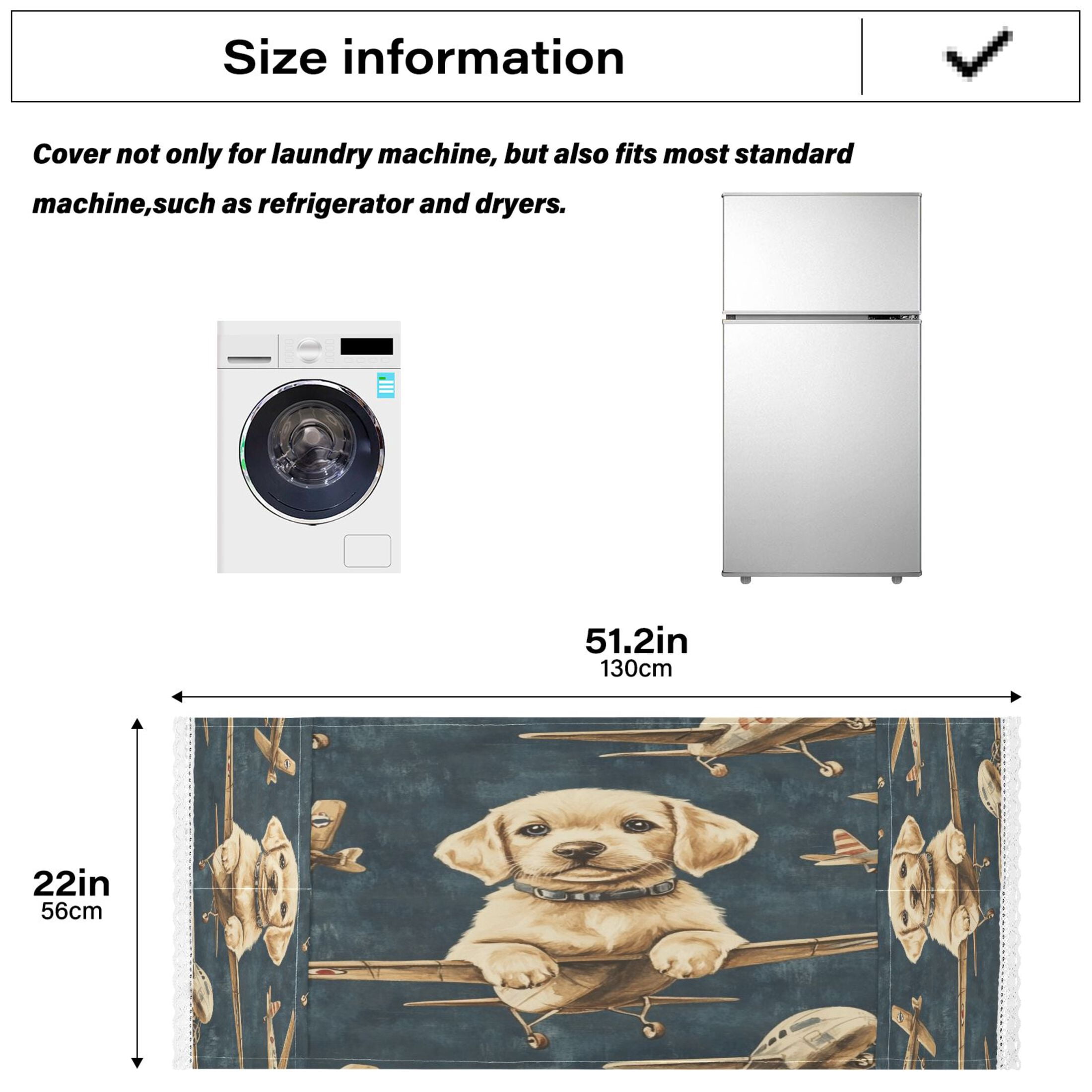 Aviation PuppyWasher and Dryer Covers Dust-Proof and Oil Resistant Fridge Cover with 4 Storage Pockets Washing Machine Top Cover for Laundry Kitchen Home 51.2 x 22 In