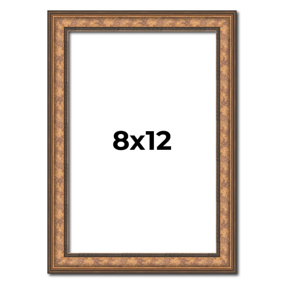 8x12 Frame Gold Real Wood Picture Frame Width 1.25 Inches Interior Frame Depth 0.5 Inches Garrin