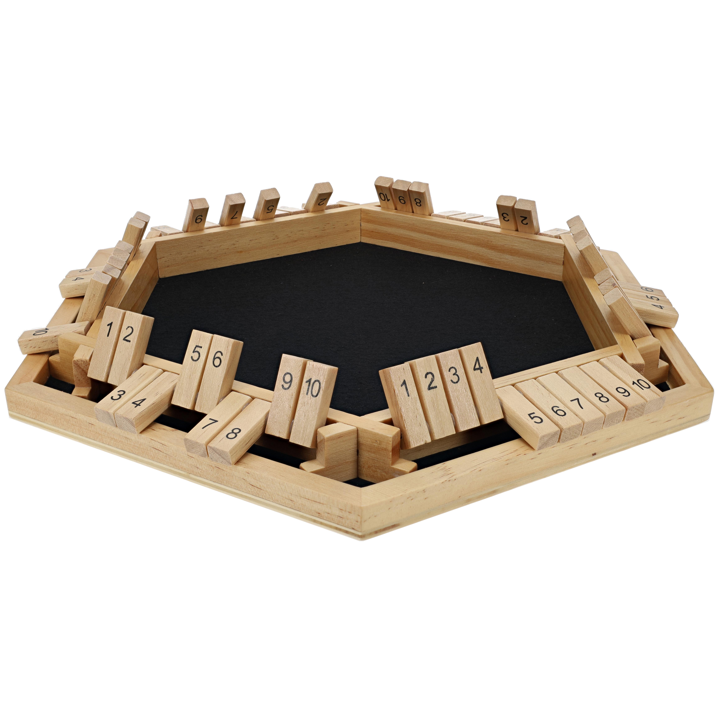 Pacific Shore Games 6 Player Shut The Box Dice Game - Natural Wood - 14 In.