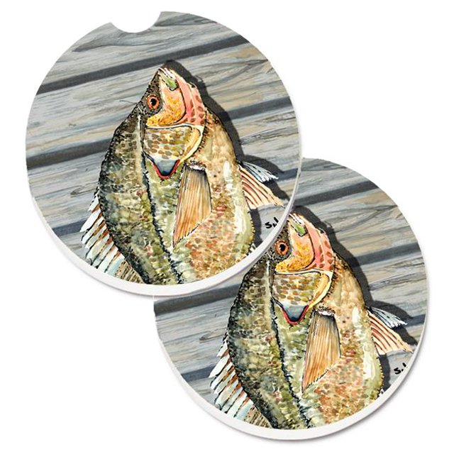 Croppie Poisson sur Quai Lot de 2 Tasses Porte-Auto Sous-Verre