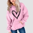 thumbnail image 2 of OYXSER Kids Girls Heart Graphic Hooded Sweatshirt Long Sleeve Pullover Top with Front Pocket Casual School Wear, Pink 5-6Y, 2 of 5